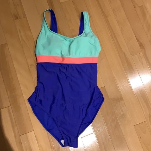 Women’s One-Piece Bathing suit Aqua/Peach/Blue - size L - Picture 3 of 16